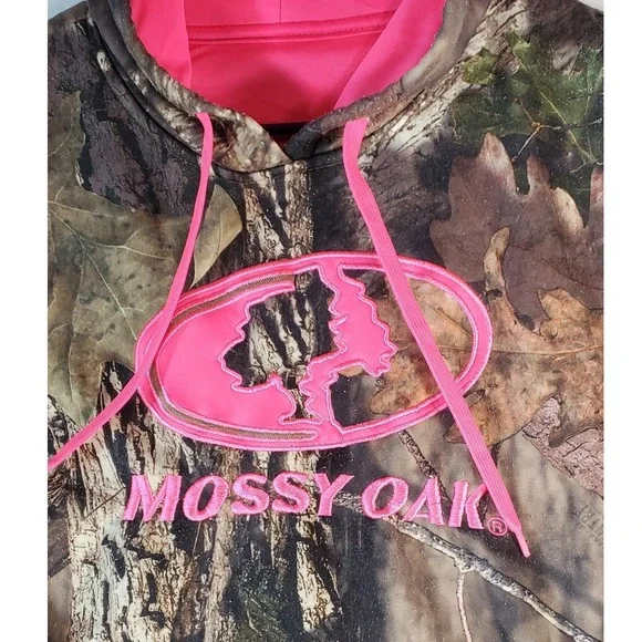 Mossy‎ Oak Camouflage Pink Logo Hoodie Women's - Picture 7 of 7
